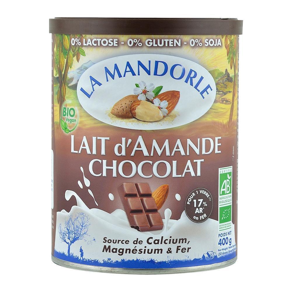 Lapte praf de Migdale cu Ciocolata, La Mandorle, fara lactoza, fara gluten, bio, 400 g