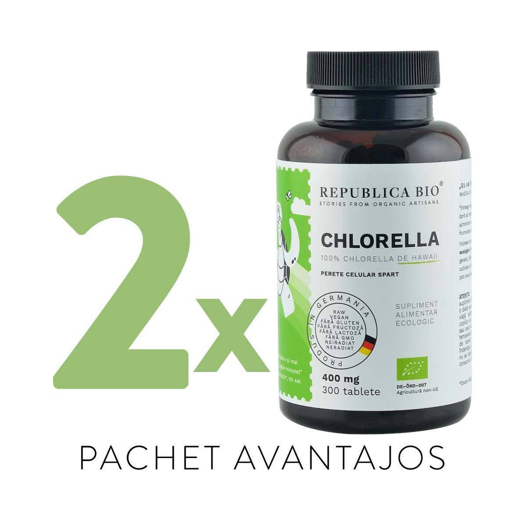 CHLORELLA BIO Complet, pachet promotional, cura completa pentru 100 de zile, BIO, RAW, VEGAN