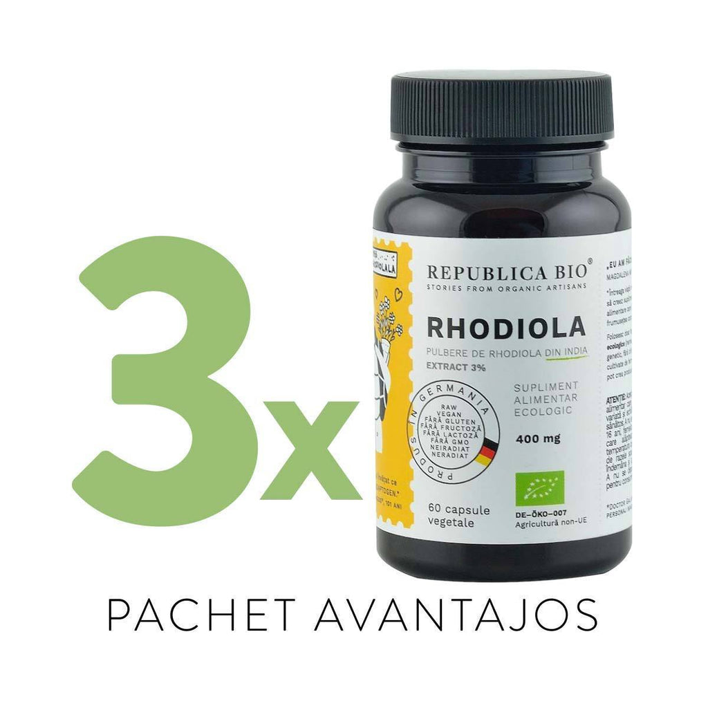 RHODIOLA BIO Complet, pachet promotional, cura completa pentru 3 luni, BIO, RAW, VEGAN