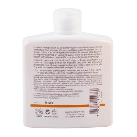 Sampon pentru uz frecvent, cu iaurt, Cattier, bio, 250 ml