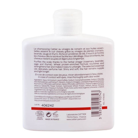 Sampon pentru par gras, cu rozmarin Cattier, bio, 250 ml