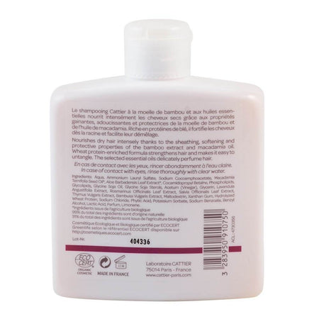 Sampon pentru par uscat, vopsit, degradat, cu maduva de bambus, Cattier, bio, 250 ml