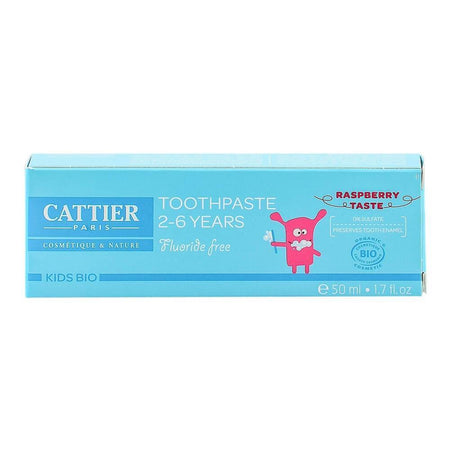 Pasta de dinti fara fluor pentru copii intre 2-6 ani Cattier, cu zmeura, bio, 50 ml