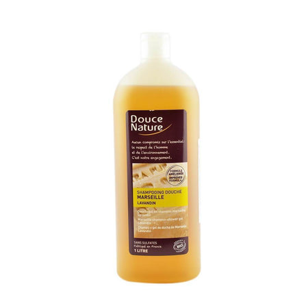 Sampon si gel de dus cu lavanda, format familial, Douce Nature Marseille, fara sulfati, bio, 1000 ml
