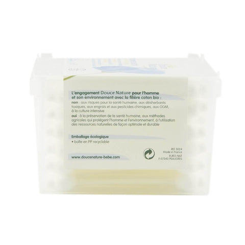 Betisoare de urechi cu opritor, pentru bebelusi, Douce Nature, bio, 56 buc - Republica BIO