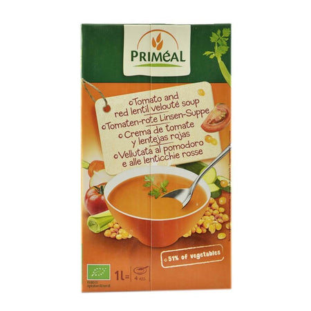 Supa crema de rosii si linte rosie (la cutie tetra pak), bio, 1l