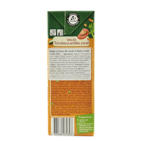 Supa crema de rosii si linte rosie (la cutie tetra pak), bio, 1l
