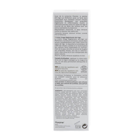 Crema Florame Lys regeneratoare pentru fata, anti-imbatranire, bio, 50 ml - Republica BIO
