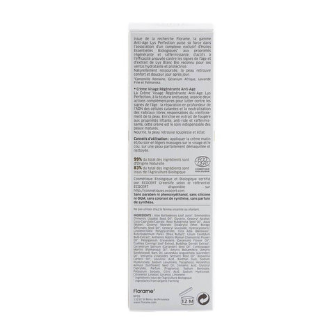 Crema Florame Lys regeneratoare pentru fata, anti-imbatranire, bio, 50 ml - Republica BIO