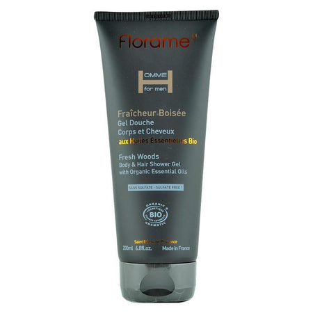 Gel de dus pentru corp si par Florame Fraicheur Boisee pentru barbati, bio, 200 ml