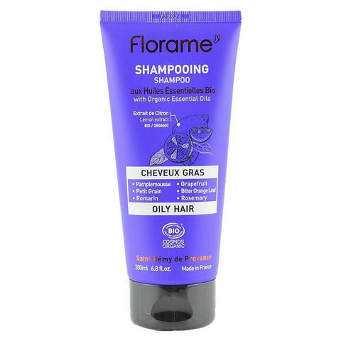 Sampon pentru Par Gras fara sulfati Florame, bio, 200 ml