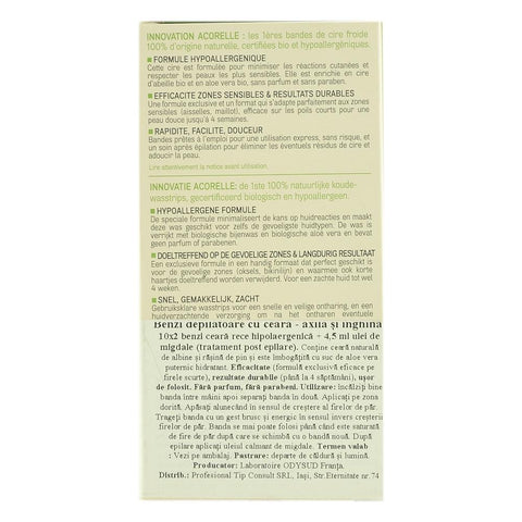 Benzi depilatoare cu ceara pentru axila si zona inghinala Acorelle 10 benzi x 2, bio - Republica BIO