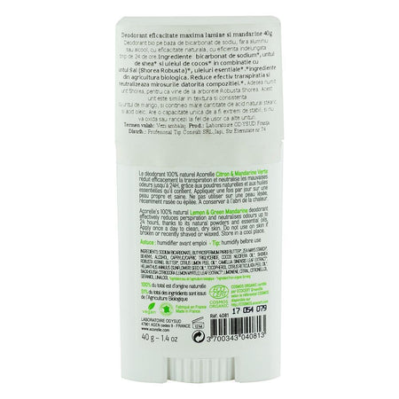 Deodorant cu lamaie si mandarine verzi Acorelle, fara alcool, bio, 40 g