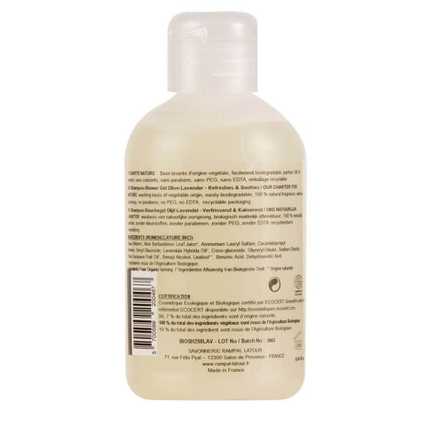 Gel de dus si sampon racoritor Rampal Latour Maslina si Lavanda bio, 250 ml