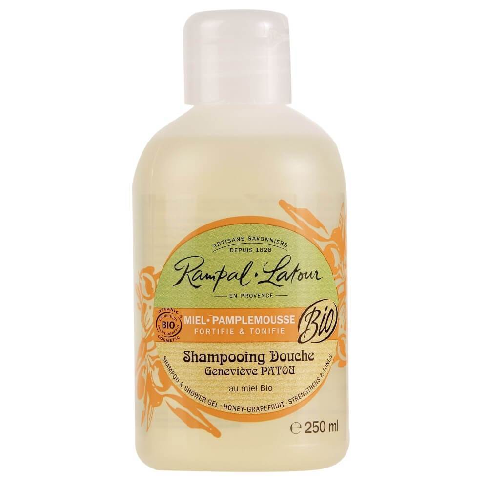 Gel de dus si sampon tonifiant Rampal Latour Miere si Grapefruit, bio, 250 ml