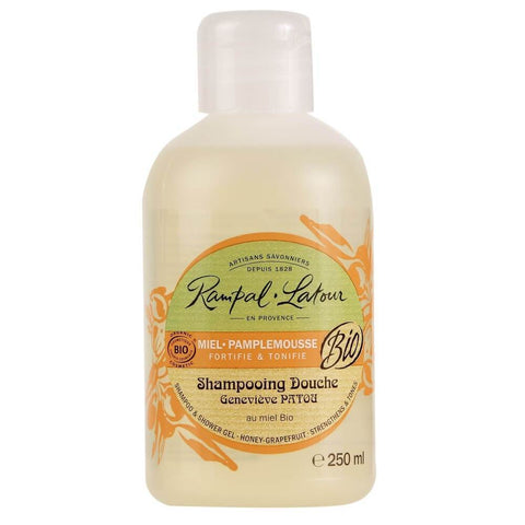 Gel de dus si sampon tonifiant Rampal Latour Miere si Grapefruit, bio, 250 ml