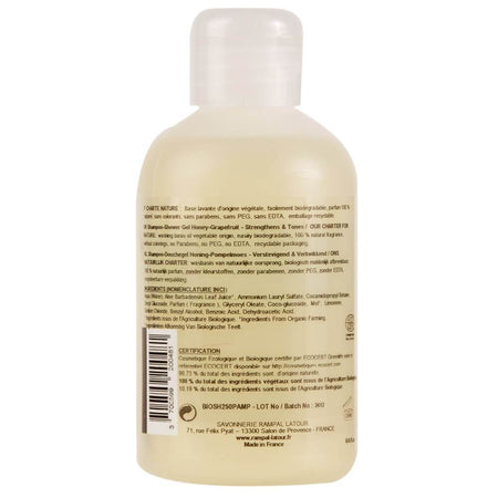 Gel de dus si sampon tonifiant Rampal Latour Miere si Grapefruit, bio, 250 ml
