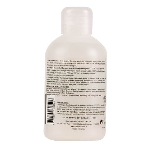 Gel de dus si sampon hipoalergenic Rampal Latour Trandafir de Damasc, bio, 250 ml