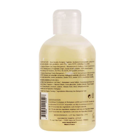 Gel de dus si sampon hidratant Rampal Latour Salvie si Bergamota, bio, 250 ml