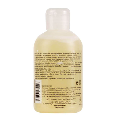Gel de dus si sampon hidratant Rampal Latour Salvie si Bergamota, bio, 250 ml