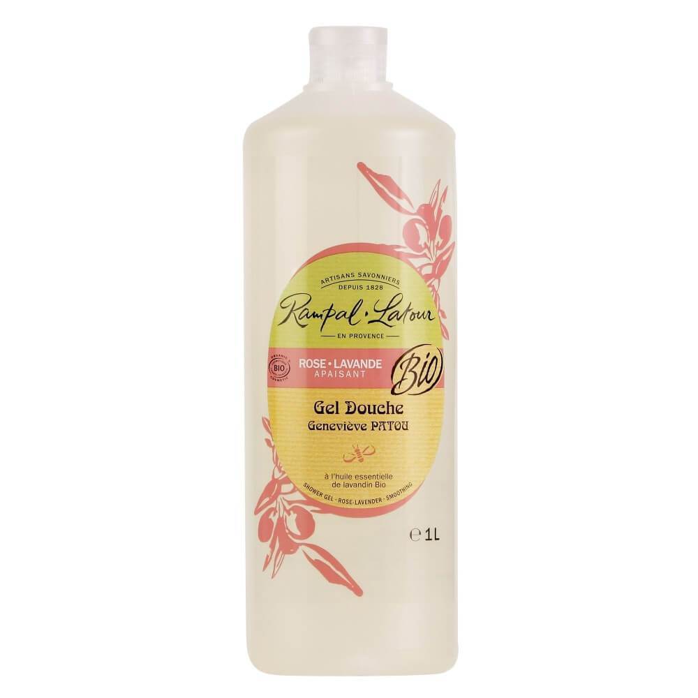 Gel de dus calmant Rampal Latour Trandafir si Lavanda, bio,  1 l