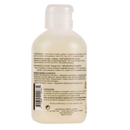 Gel de dus calmant Rampal Latour Trandafir si Lavanda, bio, 250 ml