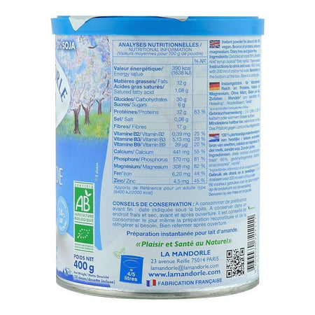 Lapte praf de Migdale, La Mandorle, fara lactoza, fara gluten, bio, 400 g