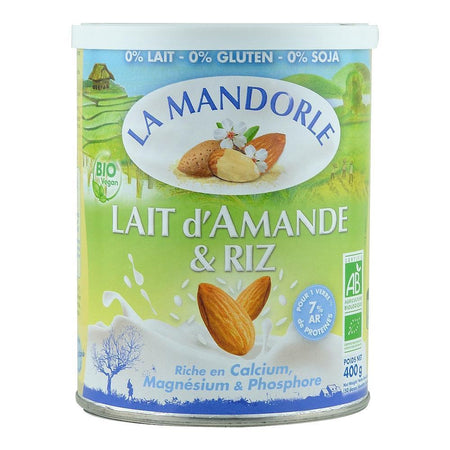 Lapte praf de Migdale si Orez, La Mandorle, fara lactoza, fara gluten, bio, 400 g