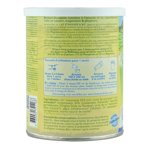 Lapte praf de Migdale si Orez, La Mandorle, fara lactoza, fara gluten, bio, 400 g