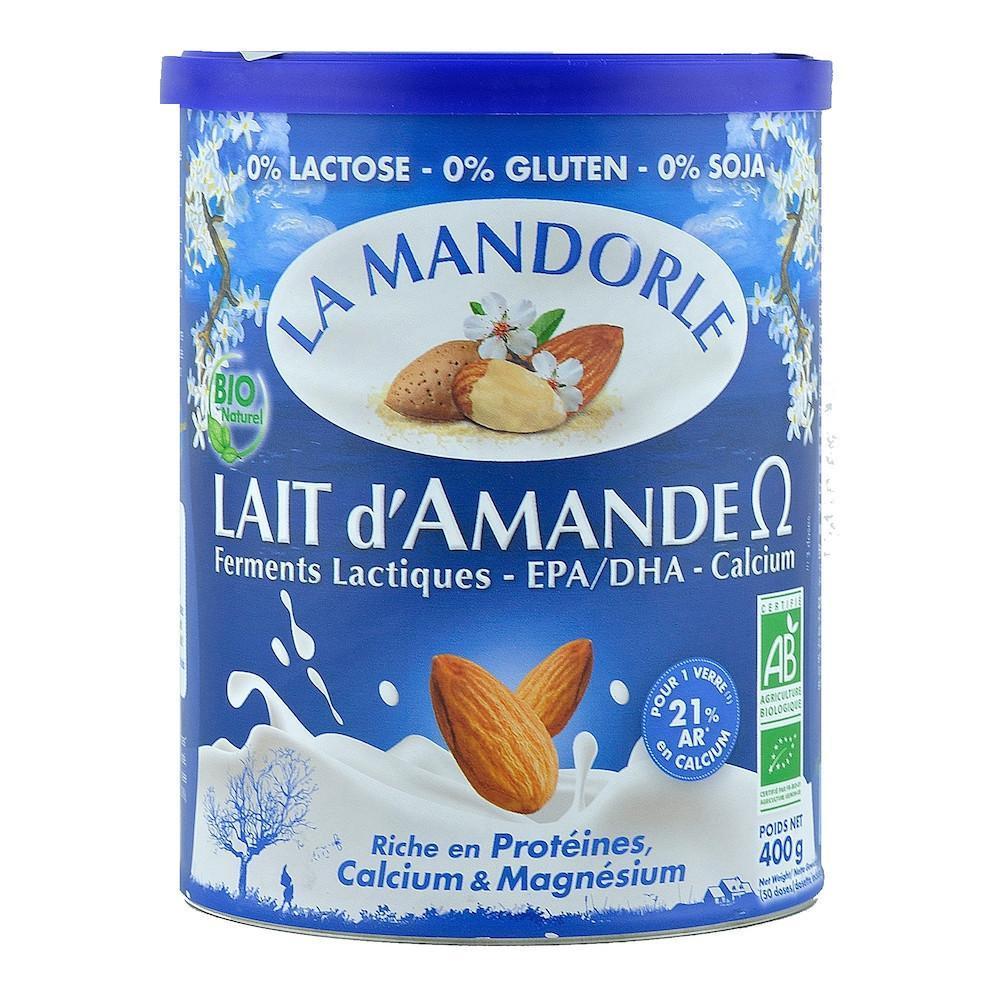 Lapte praf de Migdale cu Omega 3, La Mandorle, fara lactoza, fara gluten, bio, 400 g