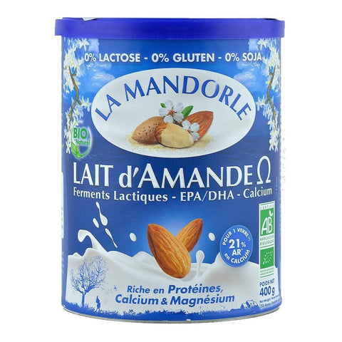 Lapte praf de Migdale cu Omega 3, La Mandorle, fara lactoza, fara gluten, bio, 400 g
