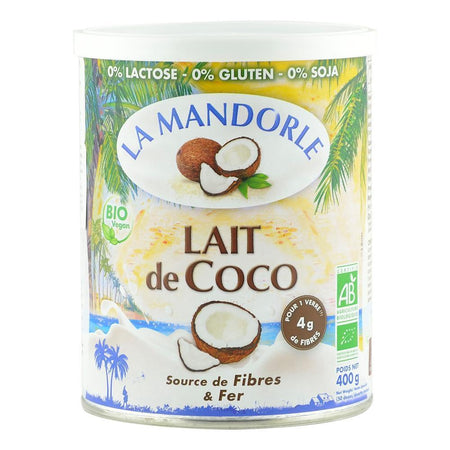 Lapte de Cocos pudra pentru preparat, La Mandorle, fara lactoza, fara gluten, bio, 400 g