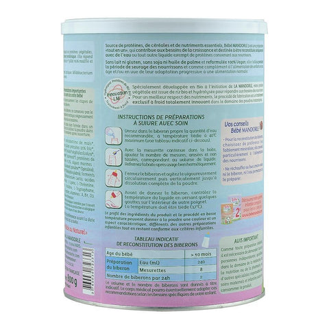 Formula 3 cereale cu proteine vegetale pentru bebelusi 10 luni+, La Mandorle, fara lactoza, fara gluten, fara ulei de palmier, bio, 800 g