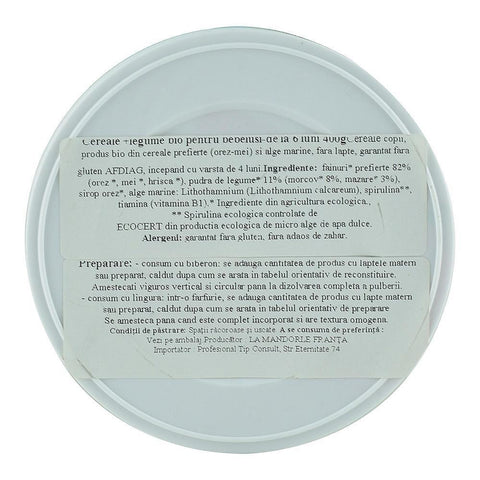 Cereale cu Legume pentru bebelusi 6 luni+, La Mandorle, fara gluten, bio, 400 g
