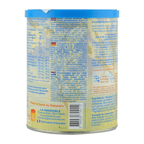 Mic dejun instant cu Migdale, La Mandorle, fara lactoza, fara gluten, bio, 400 g