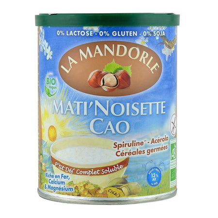 Mic dejun instant cu Alune si Cacao, La Mandorle, fara lactoza, fara gluten, bio, 400 g