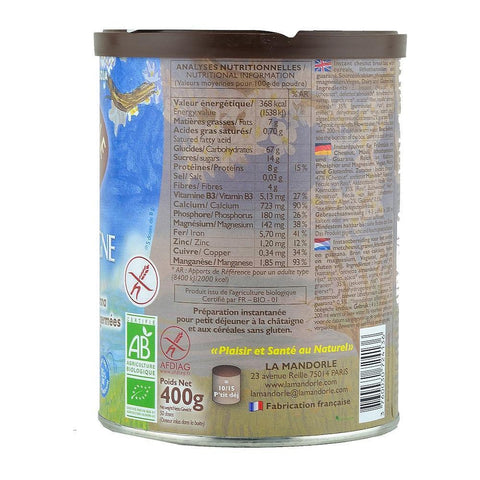 Mic dejun instant cu Castane, La Mandorle, fara lactoza, fara gluten, bio, 400 g