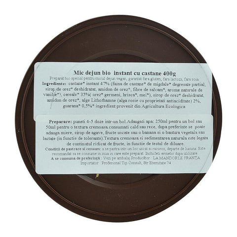 Mic dejun instant cu Castane, La Mandorle, fara lactoza, fara gluten, bio, 400 g