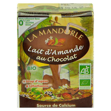 Lapte de migdale cu Ciocolata La Mandorle fara zahar, fara lactoza, fara gluten, bio, 200 ml