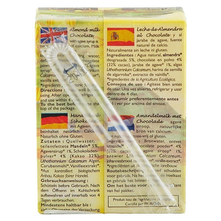 Lapte de migdale cu Ciocolata La Mandorle fara zahar, fara lactoza, fara gluten, bio, 200 ml