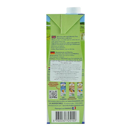 Lapte de Migdale cu Ceai Matcha, La Mandorle, fara zahar, fara lactoza, fara gluten, bio, 1000 ml