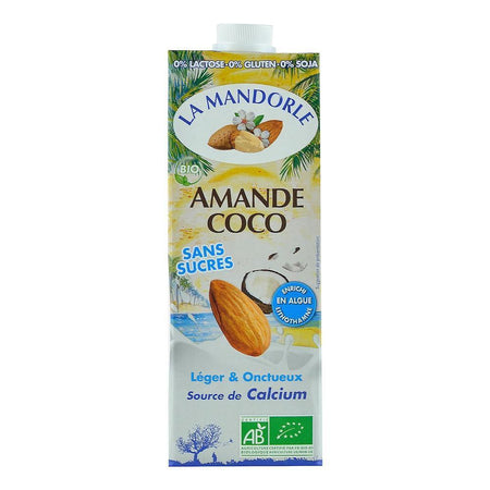 Lapte de Migdale cu Cocos, La Mandorle, fara zahar, fara lactoza, fara gluten, bio, 1000 ml