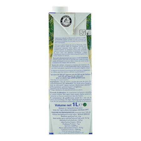 Lapte de Migdale cu Cocos, La Mandorle, fara zahar, fara lactoza, fara gluten, bio, 1000 ml