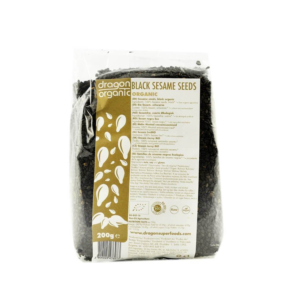 Seminte de susan negru nedecorticate Dragon Superfoods, bio, 200 g
