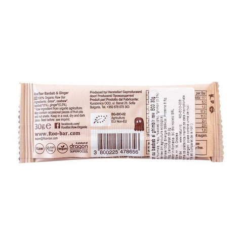 Baton Raw Bio cu Baobab si ghimbir 30g - Republica BIO