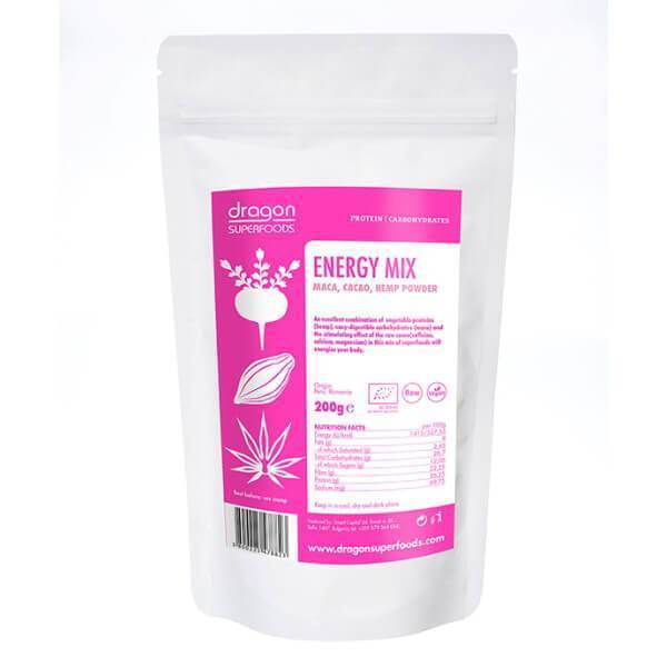 Energy Mix Pulbere Raw Bio 200g (Canepa, Cacao Raw, Maca)