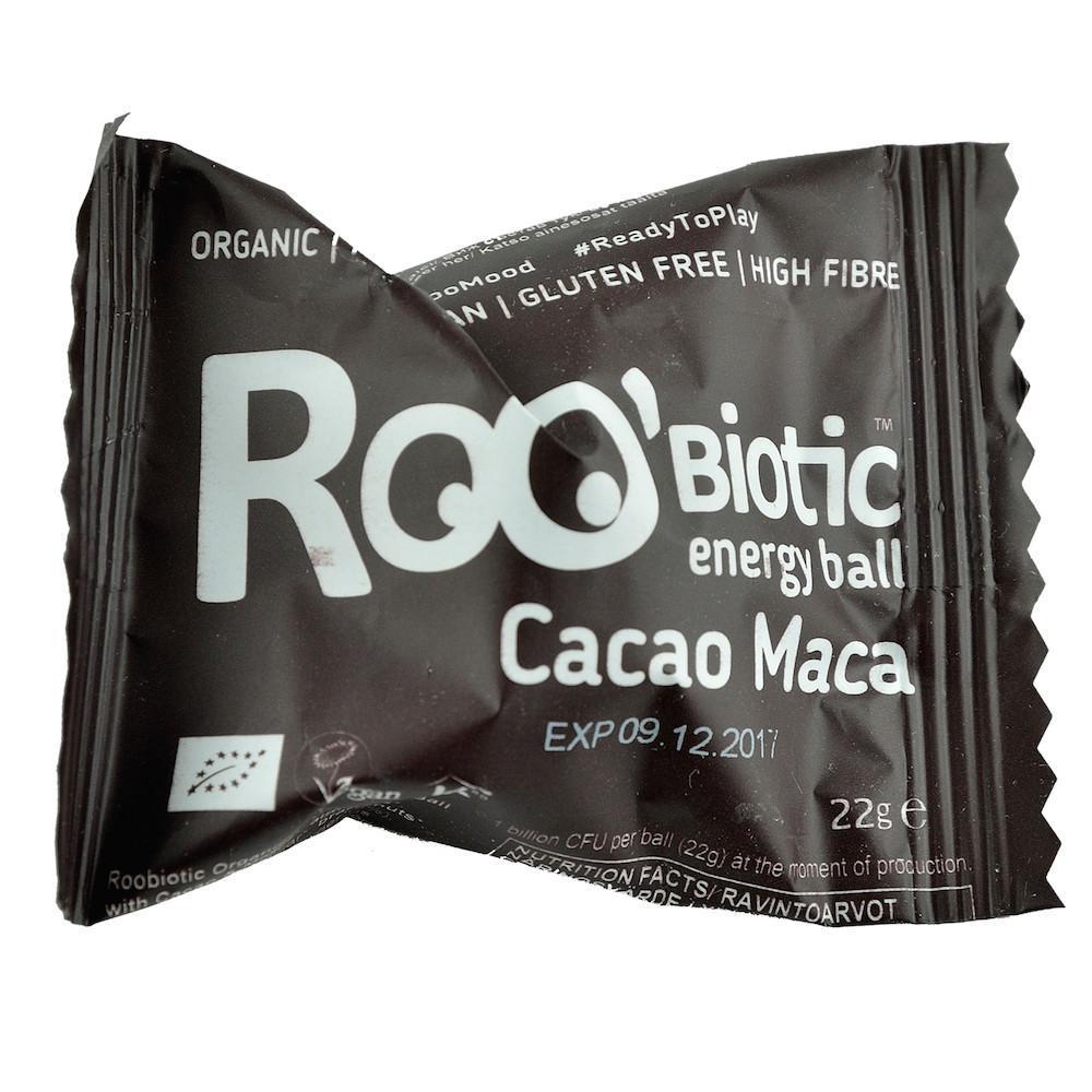 Energy ball Roobiotic cu Cacao si Maca, Roobar, fara gluten, bio, 22 g