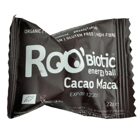 Energy ball Roobiotic cu Cacao si Maca, Roobar, fara gluten, bio, 22 g