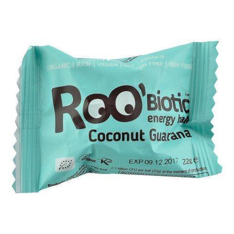 Energy ball Roobiotic cu Cocos si Guarana, Roobar, fara gluten, bio, 22 g
