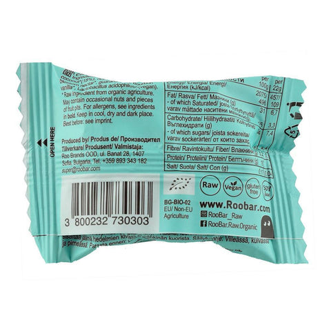 Energy ball Roobiotic cu Cocos si Guarana, Roobar, fara gluten, bio, 22 g